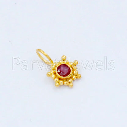 Natural Ruby Charm, 18k Solid Gold Charm, Handmade Gold Charm, Designer Charm Pendant, Charms Necklace, Ruby Charm