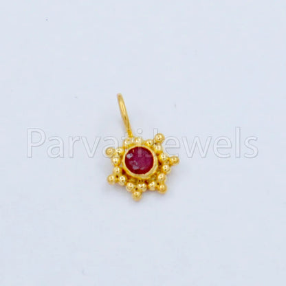 Natural Ruby Charm, 18k Solid Gold Charm, Handmade Gold Charm, Designer Charm Pendant, Charms Necklace, Ruby Charm