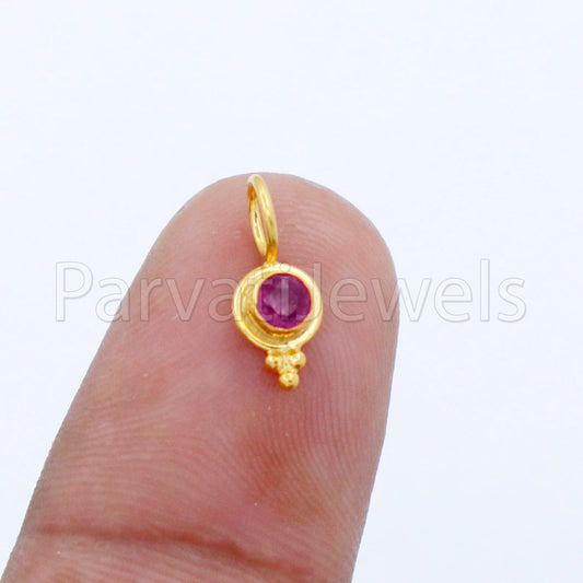 Natural Ruby Charm, 18k Solid Gold Charm, Handmade Gold Charm, Designer Charm Pendant, Charms Necklace, Ruby Charm