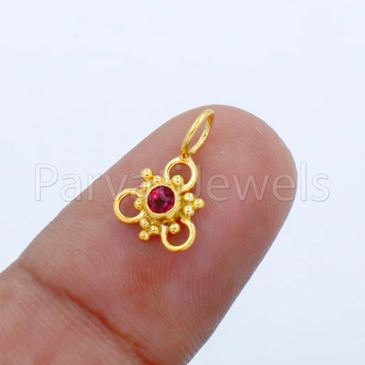 Natural Ruby Charm, 18k Solid Gold Charm, Handmade Gold Charm, Designer Charm Pendant, Charms Necklace, Ruby Charm