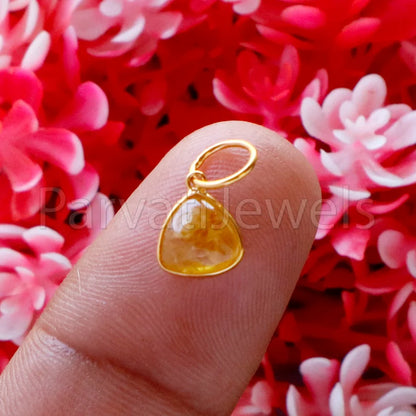 Yellow Sapphire Charm, 18k Solid Gold Charm, Cabochon Yellow Sapphire Charm, Gold Charm, Charm Pendant, Charm Necklace, Handmade Gold Charm