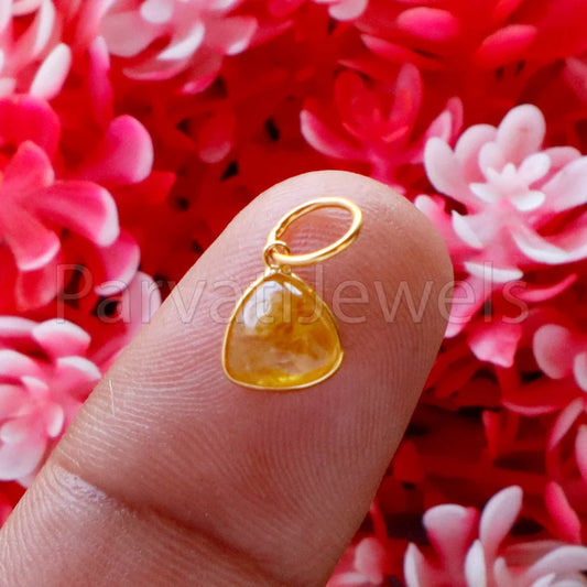 Yellow Sapphire Charm, 18k Solid Gold Charm, Cabochon Yellow Sapphire Charm, Gold Charm, Charm Pendant, Charm Necklace, Handmade Gold Charm