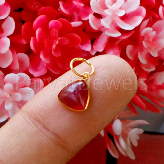 Cabochon Ruby Charm, 18k Solid Gold Charm, Handmade Gold Charm, Charm Pendant, Charms Necklace, Minimalist Pendant, Natural Ruby Charms