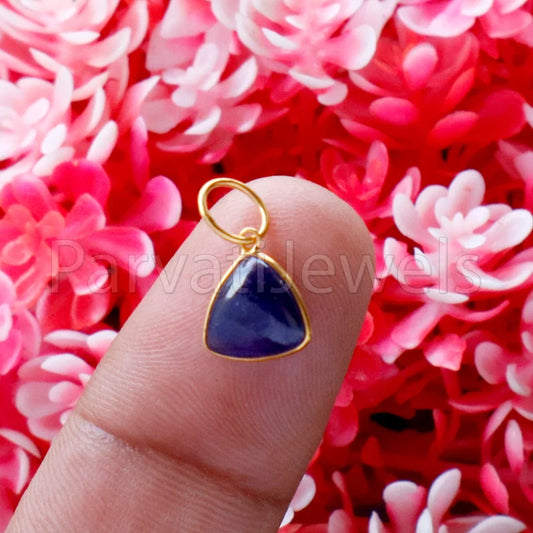 Cabochon Sapphire Charm, 18k Solid Gold Charm, Natural Sapphire Charm, Gold Charm, Charm Pendant, Charm Necklace, Handmade Gold Charm
