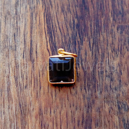 Smoky Topaz Charm, 18k Solid Gold Charm, Natural Smoky Topaz Charm, Gold Charm, Charm Pendant, Charm Necklace, Handmade Gold Charm