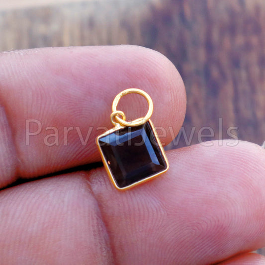 Smoky Topaz Charm, 18k Solid Gold Charm, Natural Smoky Topaz Charm, Gold Charm, Charm Pendant, Charm Necklace, Handmade Gold Charm