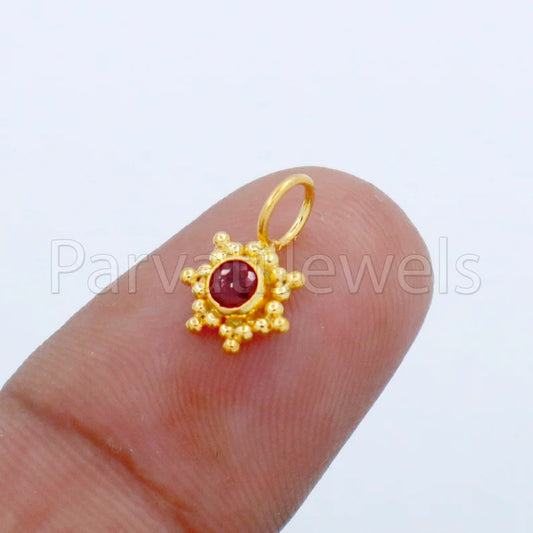 Natural Ruby Charm, 18k Solid Gold Charm, Handmade Gold Charm, Designer Charm Pendant, Charms Necklace, Ruby Charm