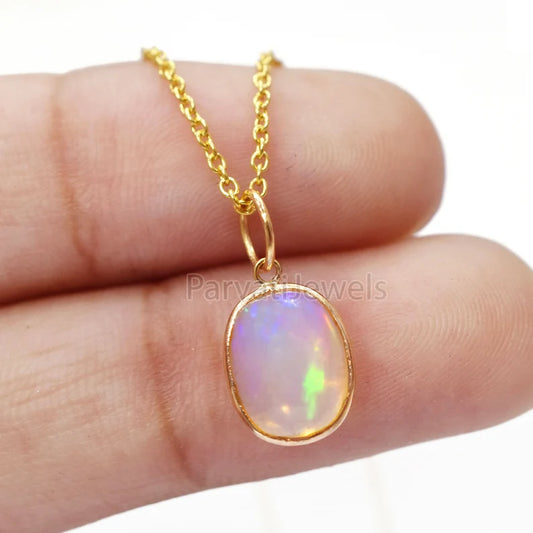 Natural Fire Ethiopian Opal Charm, 18k Solid Gold Charm, Opal Gold Charm, Charm Necklace, Charm Pendant, Handmade 18K Solid Gold Charm, Gift For Christmas Charm, Gift For Her Charm