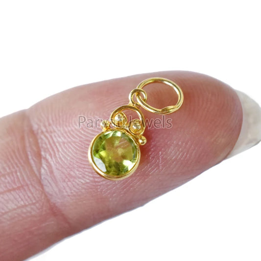18k Solid Gold Peridot Charm, Lab Created Peridot Charm, Gold Charm, Charm Pendant, Charm Necklace Handmade Gold Charm, Gift for Her