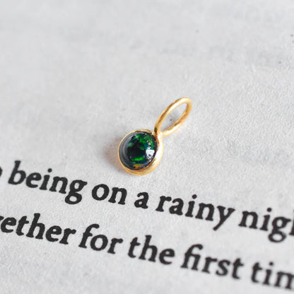 Natural Black Opal Gemstone 18K Solid Gold Charm Pendant, Solid Gold Charm Pendant, Gold Charm Pendant For Jewelry Making, Gift For Her