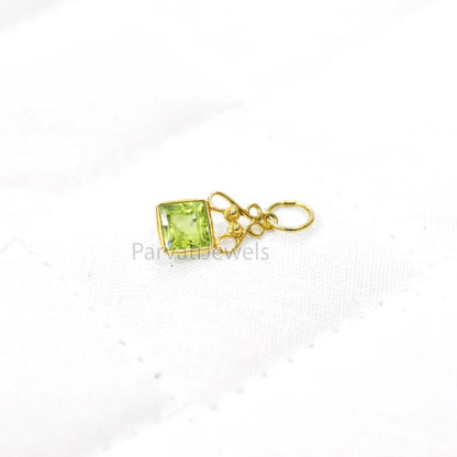 18K Peridot Charm Pendant, Gold Charm, Lab Created Peridot Charm, Gold Charm, Charm Pendant, Handmade Gold Charm, Gift for Her
