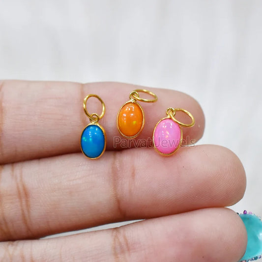 NEW POP COLLECTION Multi Color Fire Opal 18K Solid Gold Charm, Mexican Fire Opal Gold Charm, 18K Gold Fire Pink Opal Charm, Charm Pendant