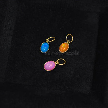 NEW POP COLLECTION Multi Color Fire Opal 18K Solid Gold Charm, Mexican Fire Opal Gold Charm, 18K Gold Fire Pink Opal Charm, Charm Pendant
