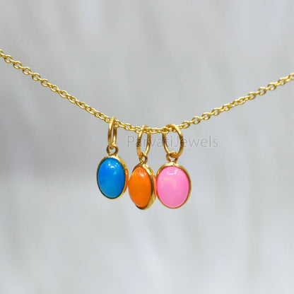 NEW POP COLLECTION Multi Color Fire Opal 18K Solid Gold Charm, Mexican Fire Opal Gold Charm, 18K Gold Fire Pink Opal Charm, Charm Pendant