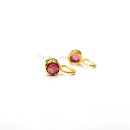 Natural Ruby Cabochon Gold Charm, Handmade 18k Solid Gold Charm, Ruby Gold Charm Pendant, 18K Gold Charm, Minimalist Charm For Gifting