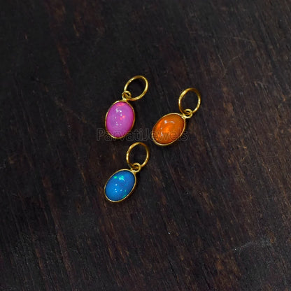 NEW POP COLLECTION Multi Color Fire Opal 18K Solid Gold Charm, Mexican Fire Opal Gold Charm, 18K Gold Fire Pink Opal Charm, Charm Pendant