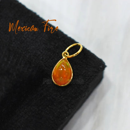 Unique Style Multi Color Fire Opal 18K Solid Gold Charm, 18K Gold Mexican Charm, 18K Gold Fire Pink Opal Charm Pendant, Charm Pendant, Christmas Gift Charm, Gift For Her Charm