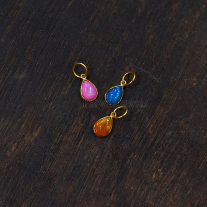 Unique Style Multi Color Fire Opal 18K Solid Gold Charm, 18K Gold Mexican Charm, 18K Gold Fire Pink Opal Charm Pendant, Charm Pendant, Christmas Gift Charm, Gift For Her Charm