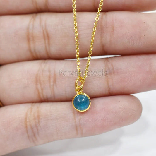 Natural Neon Apatite 18K Solid Gold Charm Pendant Jewelry, Solid Gold Charm, Apatite Gemstone Charm, Gold Charm, Handmade Gold Charm