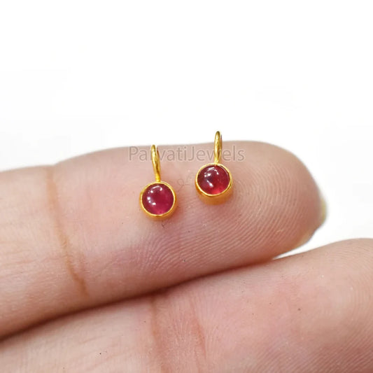 Natural Ruby Cabochon Gold Charm, Handmade 18k Solid Gold Charm, Ruby Gold Charm Pendant, 18K Gold Charm, Minimalist Charm For Gifting