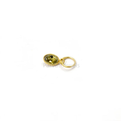Sapphire Charm, 18k Solid Gold Charm, Natural Green Sapphire Charm, Gold Charm, Charm Pendant, Charm Necklace, Handmade Gold Charm