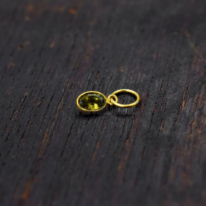 Sapphire Charm, 18k Solid Gold Charm, Natural Green Sapphire Charm, Gold Charm, Charm Pendant, Charm Necklace, Handmade Gold Charm
