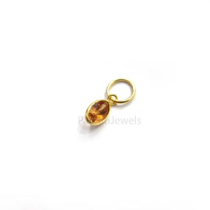 18k Solid Gold Charm, Natural Yellow Sapphire Charm, Gold Charm, Charm Pendant, Charm Necklace, Handmade Gold Charm For Gifting