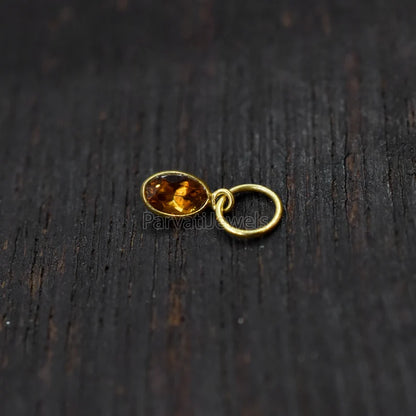 18k Solid Gold Charm, Natural Yellow Sapphire Charm, Gold Charm, Charm Pendant, Charm Necklace, Handmade Gold Charm For Gifting