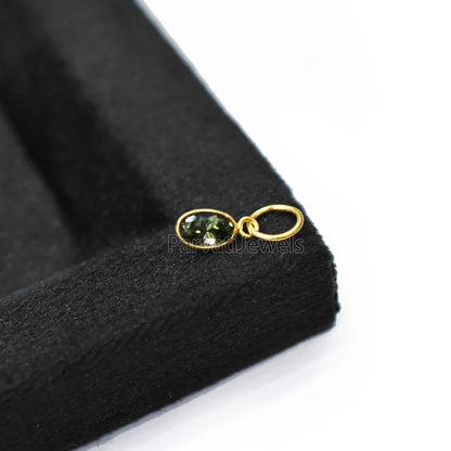 Sapphire Charm, 18k Solid Charm, Natural Green Sapphire Charm, Gold Charm, Charm Pendant, Charm Necklace, Handmade Gold Charm