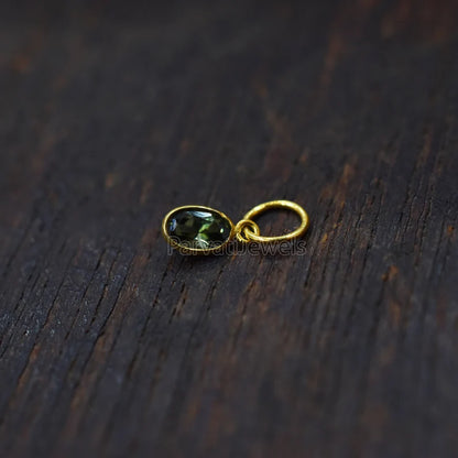 Sapphire Charm, 18k Solid Charm, Natural Green Sapphire Charm, Gold Charm, Charm Pendant, Charm Necklace, Handmade Gold Charm