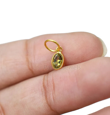 Sapphire Charm, 18k Solid Gold Charm, Natural Green Sapphire Charm, Gold Charm, Charm Pendant, Charm Necklace, Handmade Gold Charm