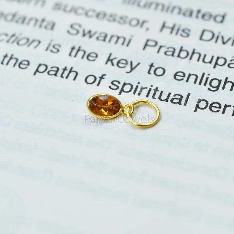 18k Solid Gold Charm, Natural Yellow Sapphire Charm, Gold Charm, Charm Pendant, Charm Necklace, Handmade Gold Charm For Gifting