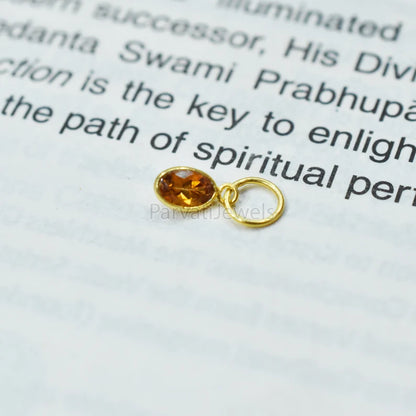 18k Solid Gold Charm, Natural Yellow Sapphire Charm, Gold Charm, Charm Pendant, Charm Necklace, Handmade Gold Charm For Gifting