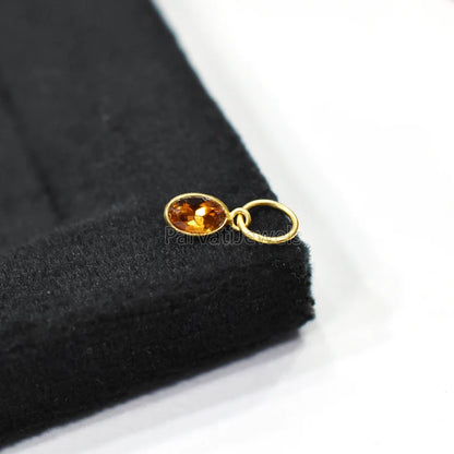 18k Solid Gold Charm, Natural Yellow Sapphire Charm, Gold Charm, Charm Pendant, Charm Necklace, Handmade Gold Charm For Gifting