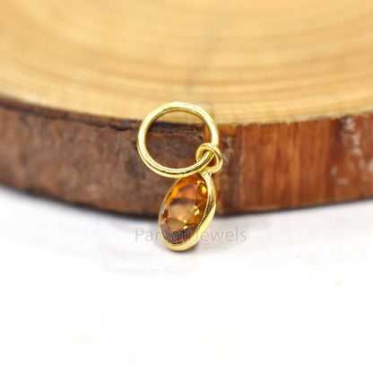 18k Solid Gold Charm, Natural Yellow Sapphire Charm, Gold Charm, Charm Pendant, Charm Necklace, Handmade Gold Charm For Gifting