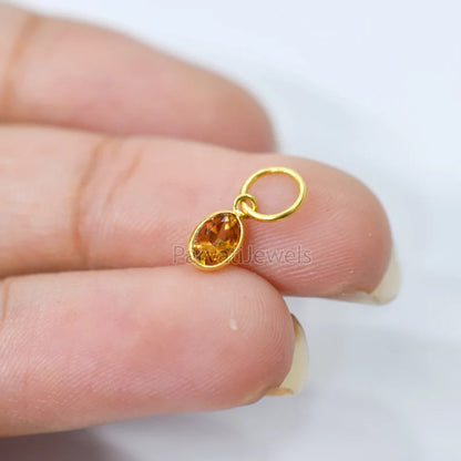 18k Solid Gold Charm, Natural Yellow Sapphire Charm, Gold Charm, Charm Pendant, Charm Necklace, Handmade Gold Charm For Gifting
