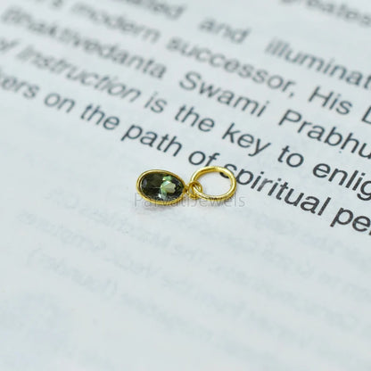 Sapphire Charm, 18k Solid Charm, Natural Green Sapphire Charm, Gold Charm, Charm Pendant, Charm Necklace, Handmade Gold Charm