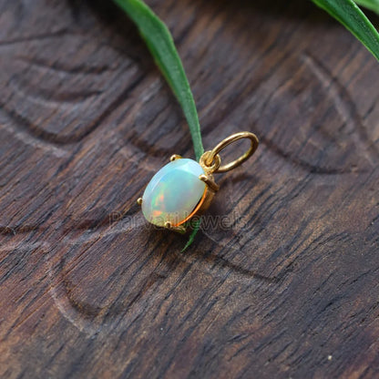 Natural Ethiopian Opal Charm, 18k Solid Gold Charm, Opal Charm, Gold Charm, Charm Necklace, Charm Pendant, Handmade Gold Charm, Opal Gold Charms