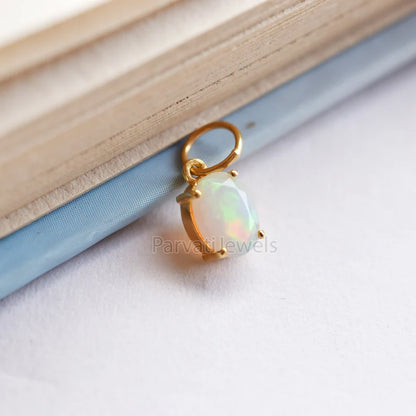 Natural Ethiopian Opal Charm, 18k Solid Gold Charm, Opal Charm, Gold Charm, Charm Necklace, Charm Pendant, Handmade Gold Charm, Opal Gold Charms
