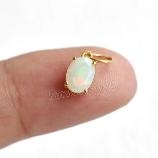 Natural Ethiopian Opal Charm, 18k Solid Gold Charm, Opal Charm, Gold Charm, Charm Necklace, Charm Pendant, Handmade Gold Charm, Opal Gold Charms