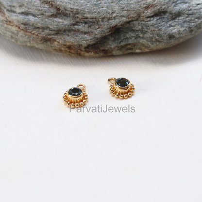 Beautiful Solid Gold Filigree Earrings, Handmade Gold Filigree Earrings, Blue Topaz Earrings, Green Tourmaline Earrings, Gift For Her