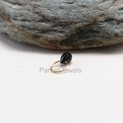 Black Spinel Charm, 18k Solid Gold Charm, Natural Black Spinel Charm, Gold Charm, Charm Pendant, Handmade Gold Charm