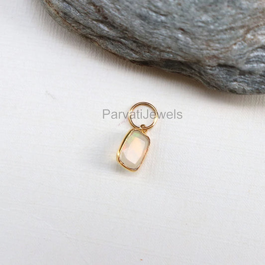 Natural Ethiopian Opal Charm, 18k Solid Gold Charm, Opal Charm, Gold Charm, Charm Necklace, Charm Pendant, Handmade Gold Charm, Gold Charms