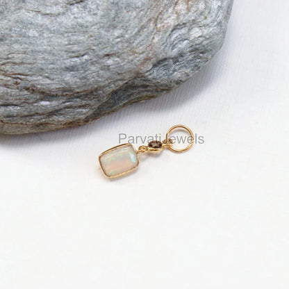 Natural Diamond and Opal Charm,18k Solid Gold Charm, Gold Charm, Charm Necklace, Charm Pendant, Handmade Gold Charm, Gold Charms