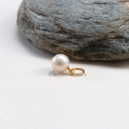 Natural Fresh Water Pearl Charm, 18k Solid Gold Charm, Pearl Charm Necklace, Pearl Charm Pendant, Handmade Gold Charm