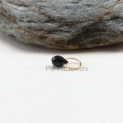 Black Spinel Charm, 18k Solid Gold Charm, Natural Black Spinel Charm, Gold Charm, Charm Pendant, Handmade Gold Charm