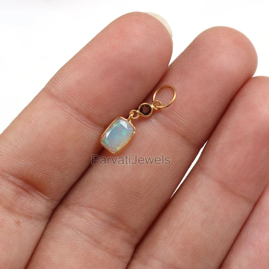 Natural Diamond and Opal Charm,18k Solid Gold Charm, Gold Charm, Charm Necklace, Charm Pendant, Handmade Gold Charm, Gold Charms