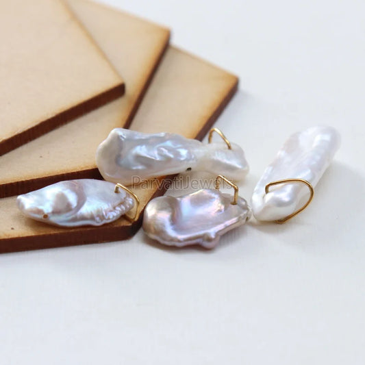 Biwa Pearl 18k Gold Charm, Grey Freshwater Pearl Gold Charm, Charm, Pearl Charm Necklace, Charm Pendant, Handmade Gold Charm, Gift For Her