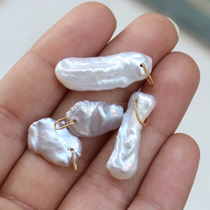 Biwa Pearl 18k Gold Charm, Grey Freshwater Pearl Gold Charm, Charm, Pearl Charm Necklace, Charm Pendant, Handmade Gold Charm, Gift For Her
