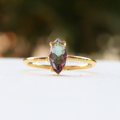 Mystic Topaz 14k & 18k Solid Gold Ring, Topaz Ring, Gold Jewelry, Solid Gold Ring, Handmade Gift, Garnet Gold Ring, Gold Ring, Gift For Her,